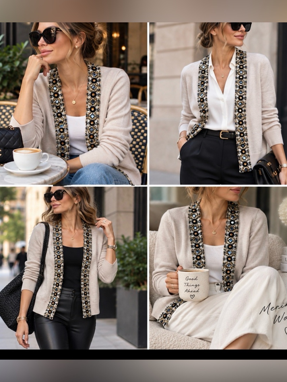 Tory Burch🔥NEW Rosalind CHIC MERINO WOOL cardigan sz S\M PriceFirm